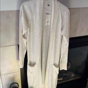 NWT cream color open front long sweater